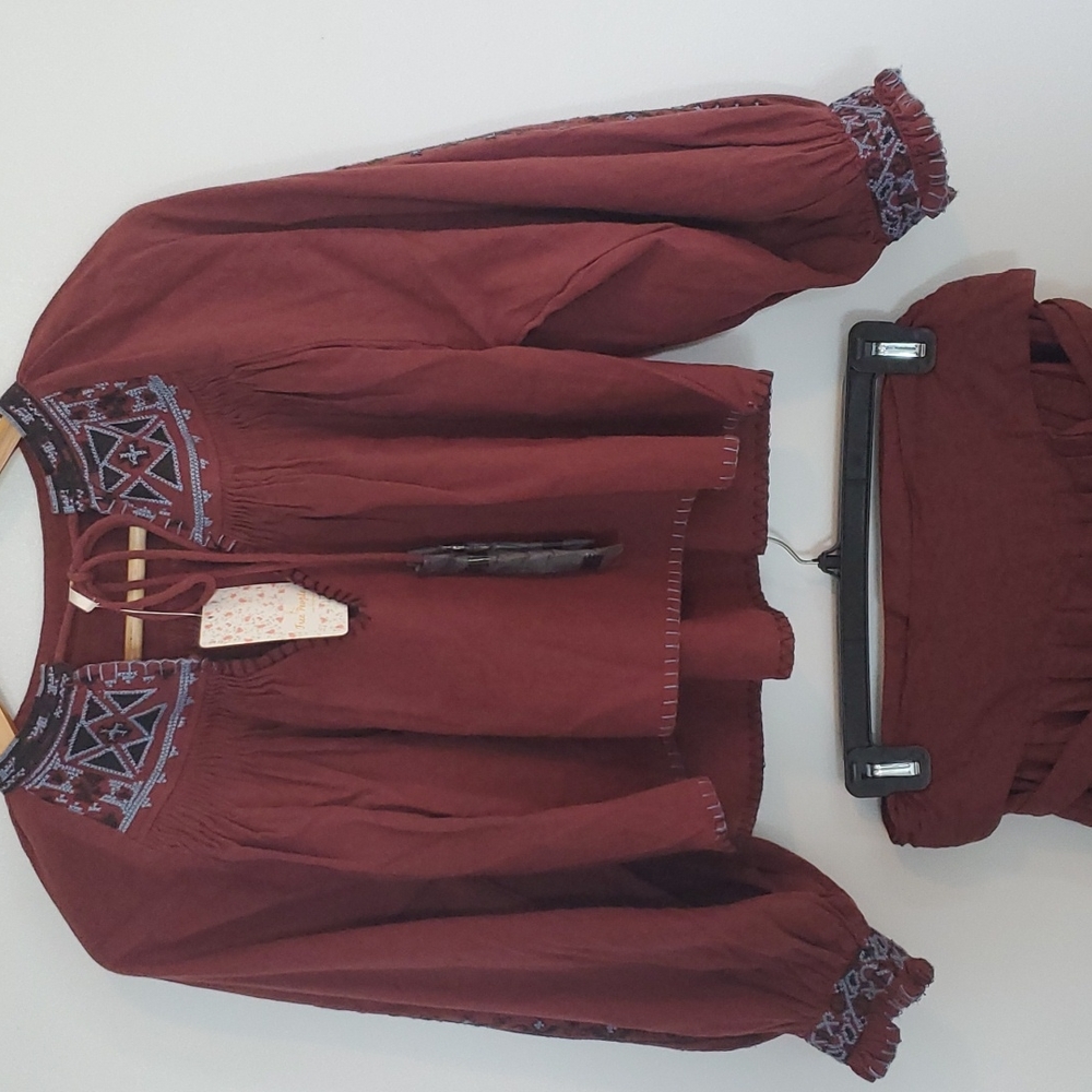 NWT Free people wrap skirt and boho embroidered crop top - Picture 5 of 13
